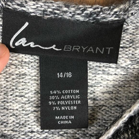 Lane Bryant Womens Sweater Black White Striped Crew Neck 3/4 Sleeve 14/16 - Picture 6 of 12